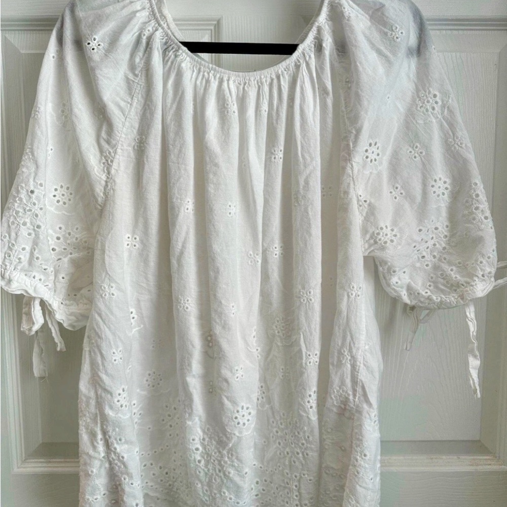 Cottagecore White Eyelet Blouse 1X Valentina Naldi Italy Boho Feminine Top